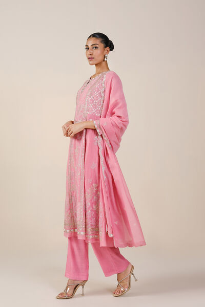 Belize Embroidered Mul Suit Set - Pink